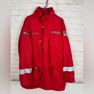 Wenaas FR Anti Flame Jacket Halliburton Red Reflective Full Zip Mens L Insulated